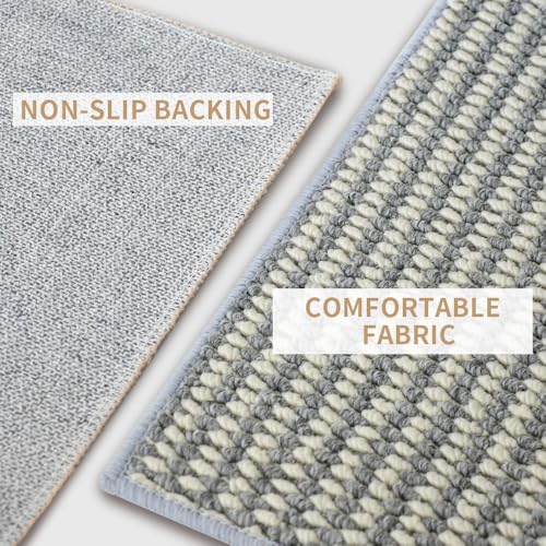 Non-Slip Indoor Doormat 24" x 40" | White & Grey Low Profile