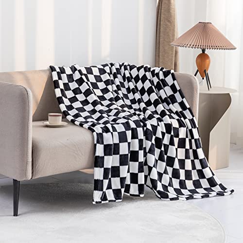 LOMAO Checkerboard Flannel Throw Blanket - Soft, Warm & Cozy 40"x50"