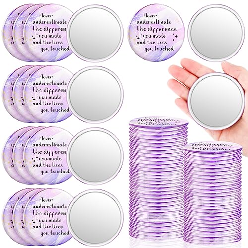 Tradder 48 Pcs Inspirational Compact Mirrors for Women and Gifts, 2.76 Inch