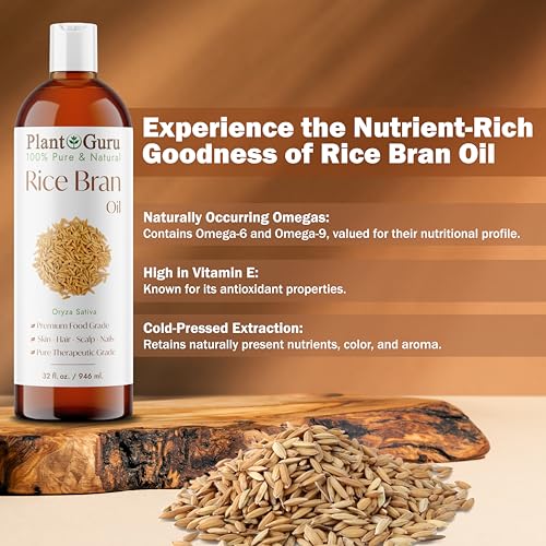 Plant Guru 100% Pure Rice Bran Oil - Natural Moisturizing Oil for Skin & Hair