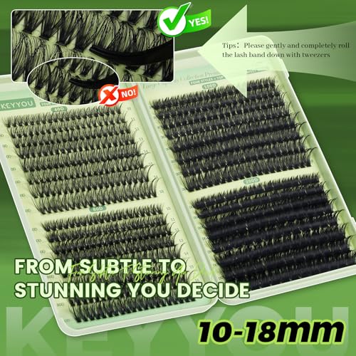 KEYYOU 4-in-1 Lash Clusters Kit - 60D, 80D, 100D, 200D Mix