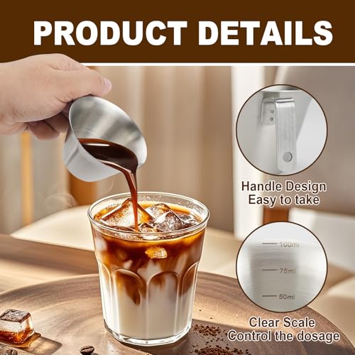 RETON 4 Pack Stainless Steel Espresso Measuring Cups - 3.4oz