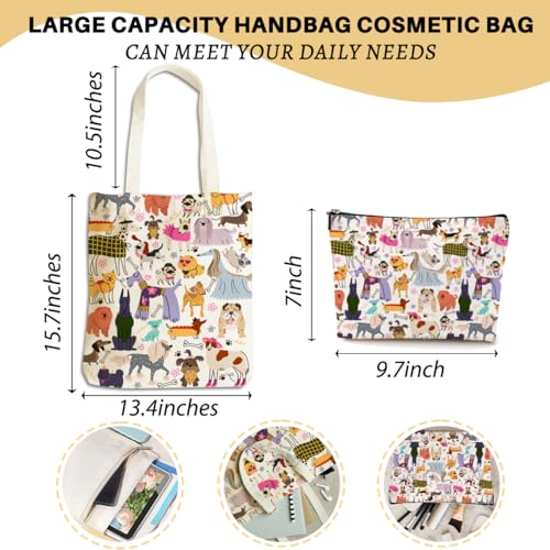Aesthetic Dog Mom Gifts - Canvas Tote & Makeup Bag Set (Animal 63)