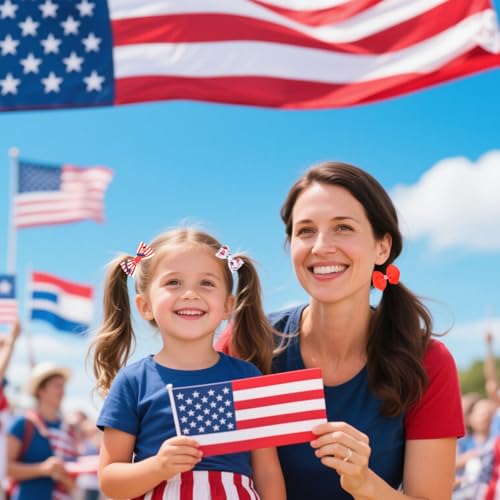 American Flag Hair Bow Clips 3PCS Patriotic Hair Accessories for Baby Girls & Women - Style3