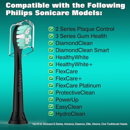Guhiwuk Black Replacement Toothbrush Heads for Philips Sonicare 4 Pack - Compatible with DiamondClean and More