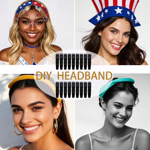 20 Pack Black Plastic Headbands with Teeth - Durable Hair Accessories for Women & Girls