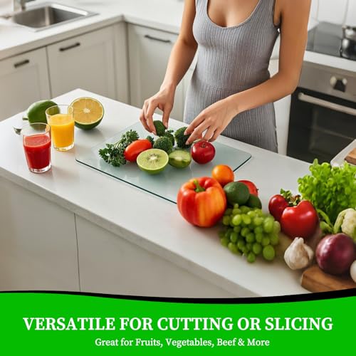 Tempered Glass Cutting Board - Scratch Resistant, Heat Safe 16"x12"