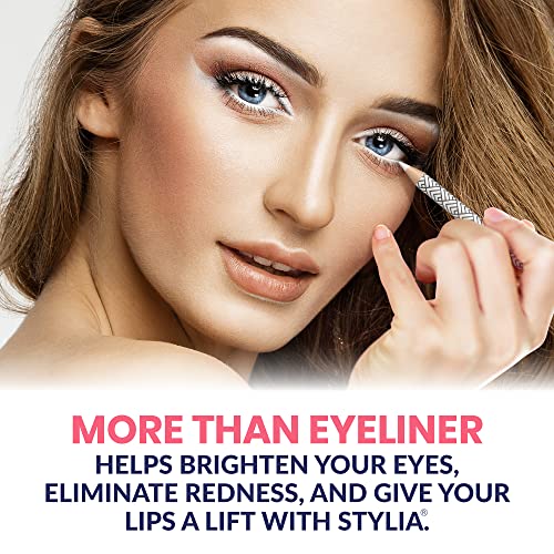 Stylia Waterproof White Eyeliner Pencil - 12 Pack Long-Lasting Eye Highlighter