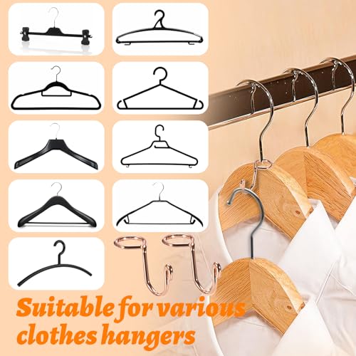 Sumnacon Rose Gold Clothes Hanger Hooks - 30 Pcs Metal Extender for Space Saving