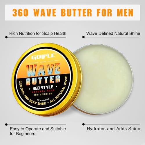 Goiple 360 Wave Butter for Men - Natural Hair Grease with Shea Butter & Beeswax (3.5 OZ)