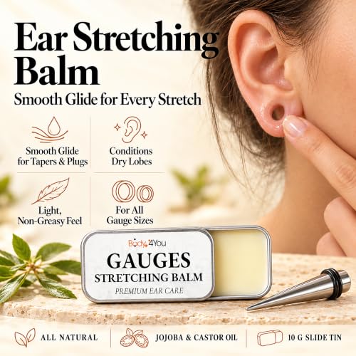 BodyJ4You 0.35 Oz Ear Stretching Balm with Jojoba & Castor Oil for Gauges