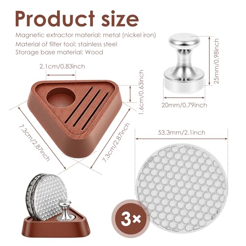 53.3mm Stainless Steel Puck Screen Set with Magnetic Extractor & Stand