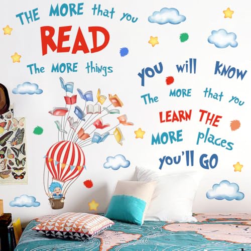 Hot Air Balloon Reading Wall Decal - Inspirational Classroom Decor