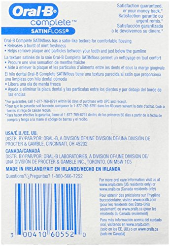 Oral B Satin Floss Mint 55 Yd (164 Ft) Pack of 1 - Comfortable, Fresh Breath