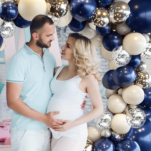 Navy Blue and Silver Balloon Arch Kit - 129 Pcs for Events