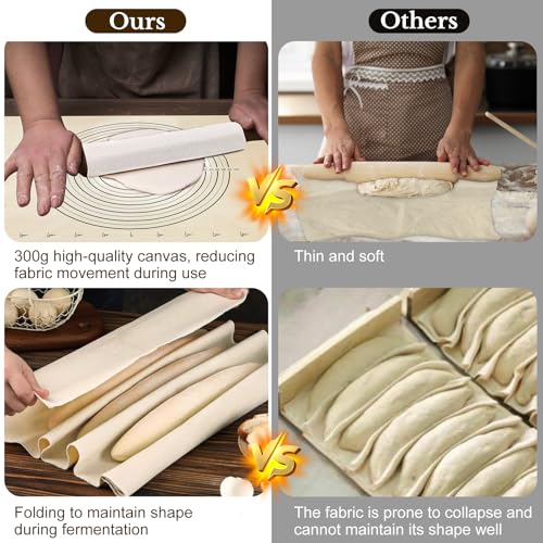 Pastry Baking Set - 25" Cotton Canvas Cloth & 2 Rolling Pin Covers