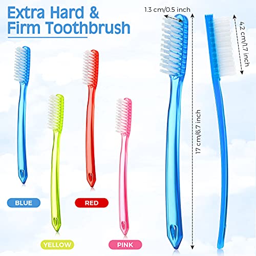 24 Pieces Extra Hard Firm Bristle Toothbrush Set for Adults with Full Head, Multi-Color