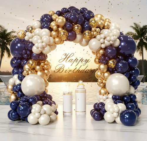 Navy Blue and Gold Balloon Arch Kit - 153pcs for Parties