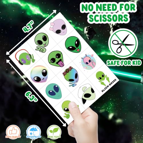 60 Alien Temporary Tattoos for Kids - Outer Space Party Favors