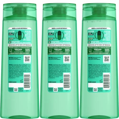 Garnier Fructis Pure Clean Shampoo, Silicone-Free, 12.5 Fl Oz - 3 Count
