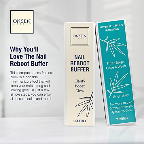 Onsen Japanese Nail Buffer & File Set with Cuticle Serum 0.51 Fl Oz - Sparkle-KIT 1.0