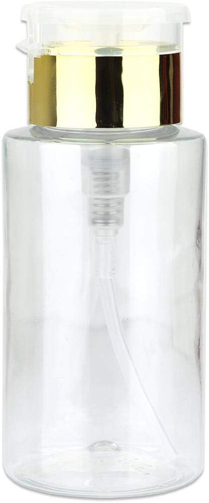 Clear Push Down Pump Dispenser Bottle - 7oz Refillable Flip Top Cap for Nail Polish & Travel Cosmetics