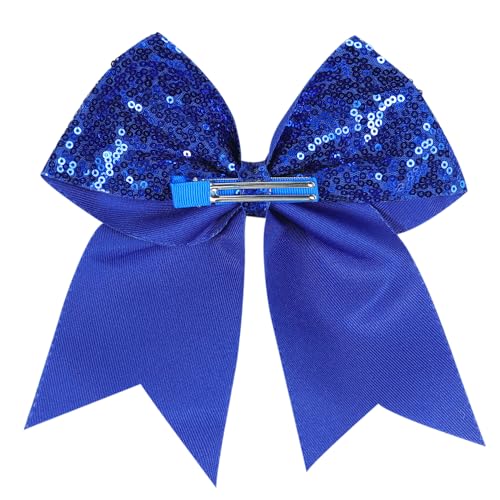 12-Color Jumbo Sequin Cheer Bow Set – 7-Inch Glitter Hair Clips for Girls