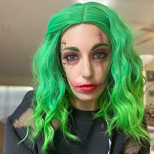 Ruina 14'' Green Short Curly Wavy Bob Wig - Synthetic Party Hair