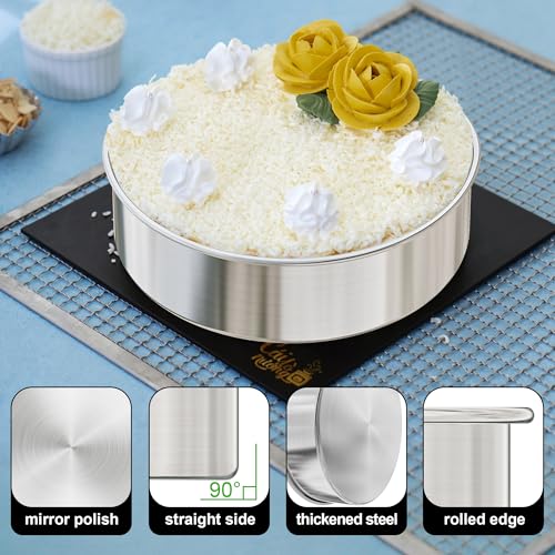 8 Inch Stainless Steel Cake Pan Set of 2 with Parchment Paper