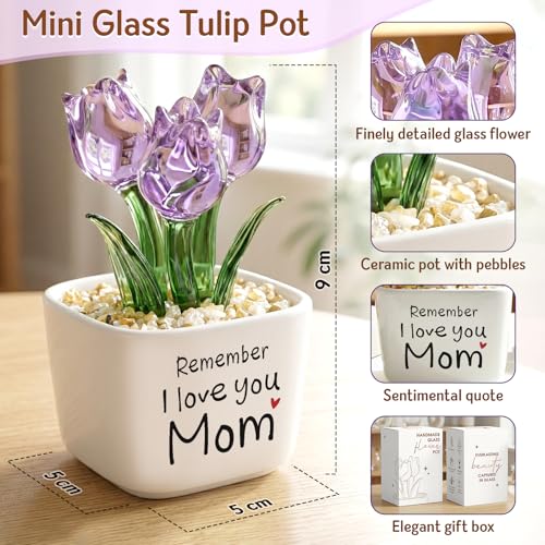 Mini Purple Glass Tulip - Heartfelt Gift for Mom