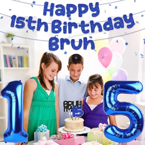 15th Birthday Party Decorations Set for Boys - Blue Theme Kit