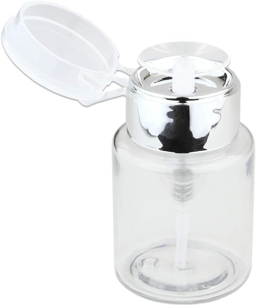 Clear Push Down Pump Dispenser - 3oz Refillable Empty Bottle | Lockable Travel Cosmetic Packaging for Nail Polish
