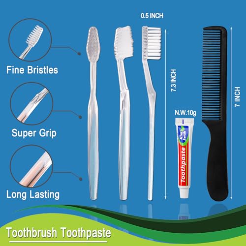 30 Pack Disposable Toothbrushes with Toothpaste & Comb for Travel & Homeless Care