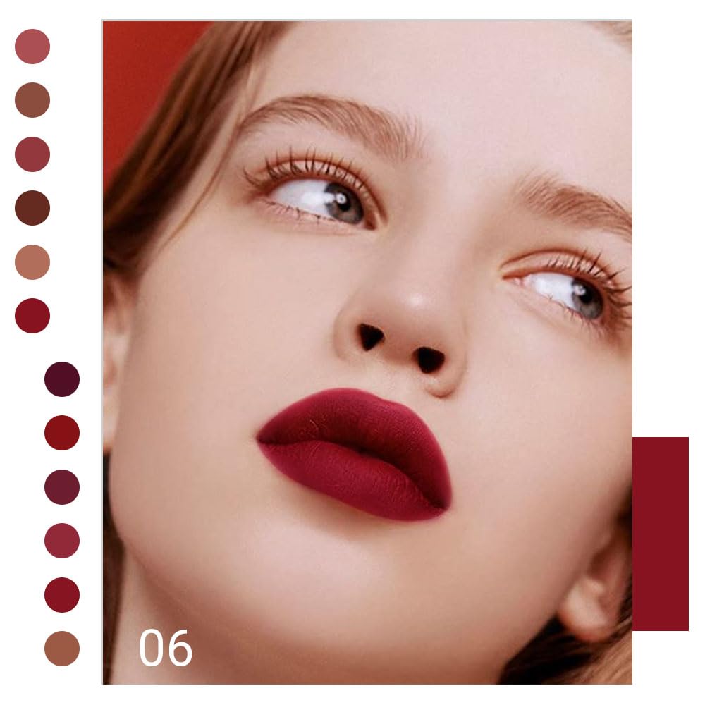 Dark Sexy Red Matte Liquid Lipstick - 24 Hour Silky Velvet Finish for All Skin Tones | Long-Lasting Gloss Set