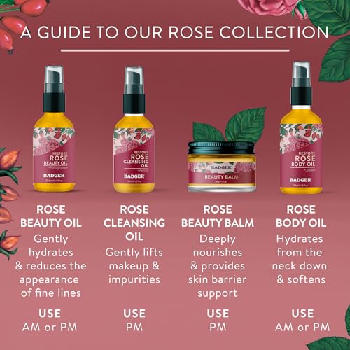 Badger Organic Rose Beauty Balm – Intensive Moisturizer for Face & Body