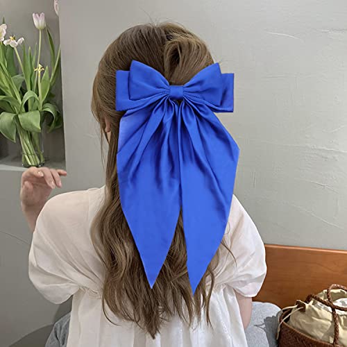 Lawie Large Satin Hair Bows Pack - Oversized French Barrette Hair Clips for Women and Teens