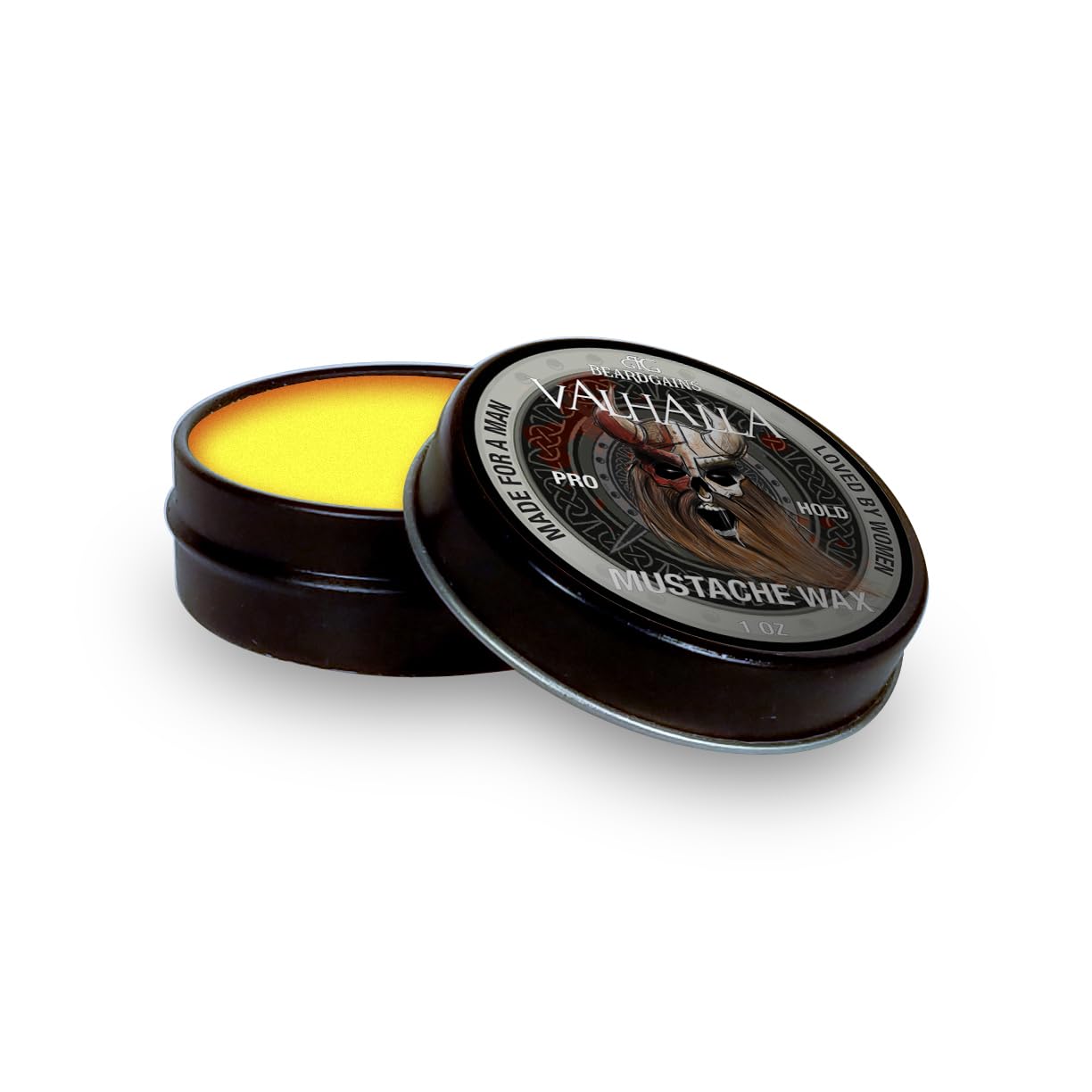 Beard Gains Strong Competition Pro Hold Mustache Wax 1oz - Style, Mold, and Tame Moustache - Organic and Natural (Valhalla White)