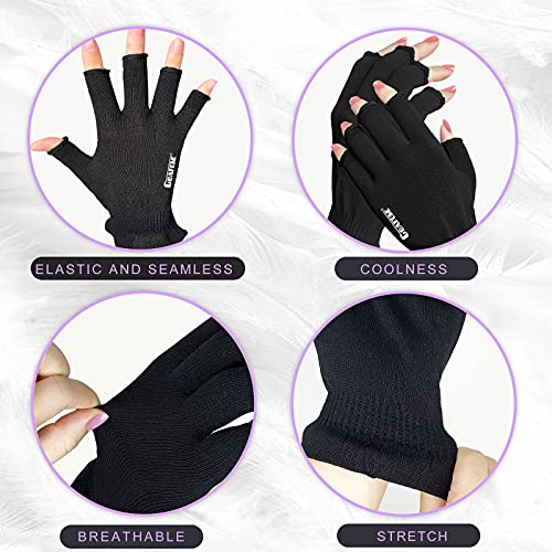 GSAFEME Fingerless Cotton Gloves for Eczema - Black S/M (Pack of 3)