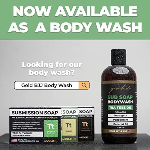 Gold BJJ Submission Soap Classic Tea Tree - 2-Pack Natural Bar for Jiu Jitsu & MMA