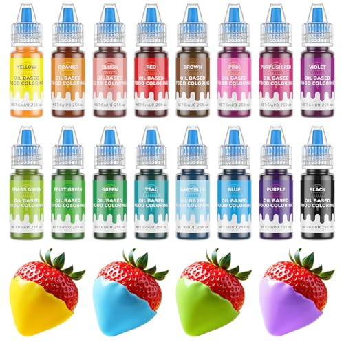 Oil-Based Food Coloring Set for Chocolate - 16 Vibrant Colors