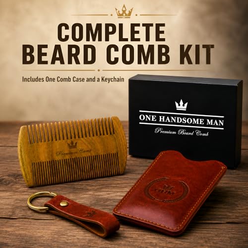 Sandalwood Beard Comb Kit - One Handsome Man Grooming Set