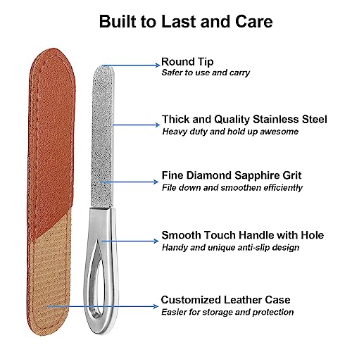 HomeyEra Stainless Steel Nail File Set with Leather Case - 2 Pack
