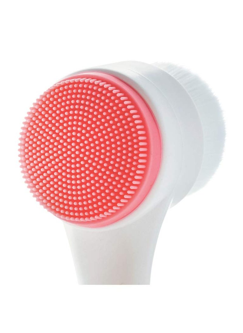 CALA Dual-Action Facial Cleansing Brush (Pink), Superfine Soft Bristles Deep Clean Pores, Removes Oil, Dirt, Long-Wear Makeup + Sunscreen, Water-Resistant for Shower Use