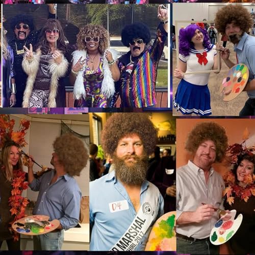 Traqur Light Brown Afro Wig for Men Women - 70s 80s Disco Costume, Party & Cosplay