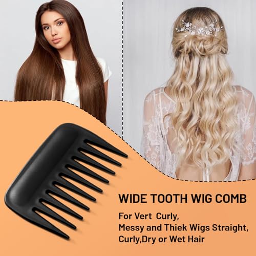 SIMPOR Wide Tooth Comb 2-Pack for Curls & Wigs - Travel Size