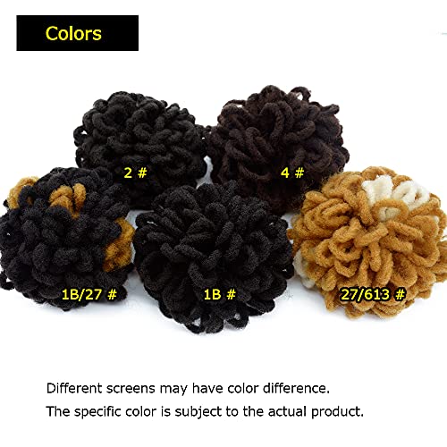 8 Inch Brown Faux Locs Ponytail Bun for Women - Drawstring Dreadlocks Hairpiece