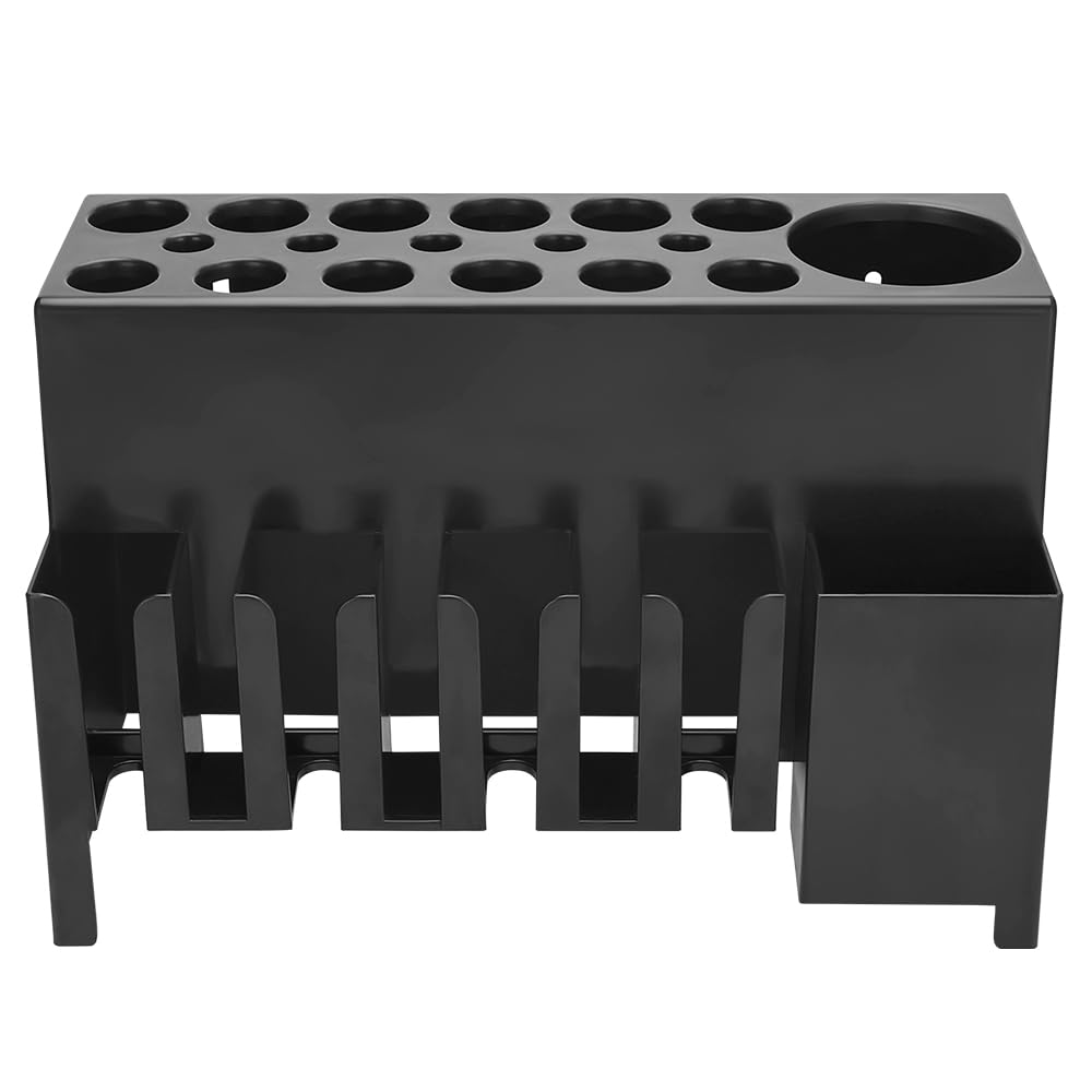 CGBARBER Wall Mounted Hair Clipper Storage Rack, Multi-Slot Hair Styling Tool Organizer Holder for Barbers, Heavy Duty Holder for Hair Dryer, Brush & Trimmer - Black