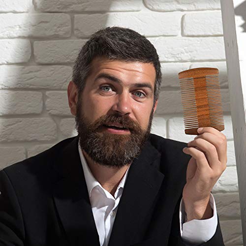 Boao 3-Piece Sandalwood Beard Comb Set – Brown (With Faux Leather Cases)