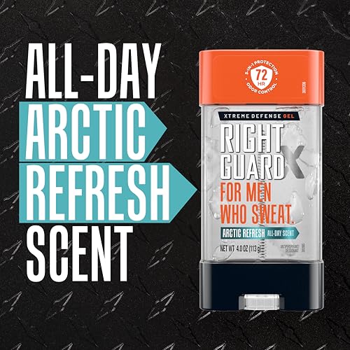 Right Guard Xtreme Defense Antiperspirant Deodorant Gel, Arctic Refresh Scent - 5-in-1 Deodorant Men Can Trust, 72-Hour Odor Control Invisible Gel for Men, 4 oz (4 Pack)