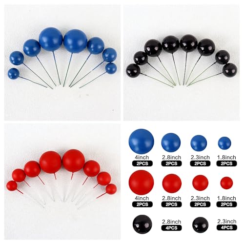 Ercadio 35Pcs Spider Web Cake Decorations - Black, Red & Blue Toppers